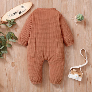Baby Solid Textured Jumpsuit