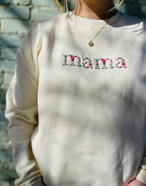 Floral Mama Embroidered Fleece Sweatshirt