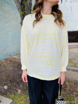 Striped Oversized Bubble Sleeve Top