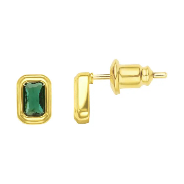 Sahira Clementine Emerald Bezel Studs