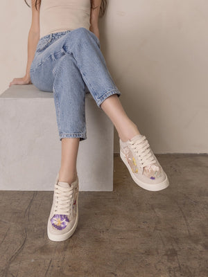 Light Grey Floral Applique Sneaker