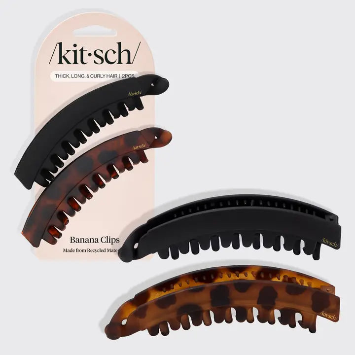 Kitsch Banana Clip 2pc- Black & Tort