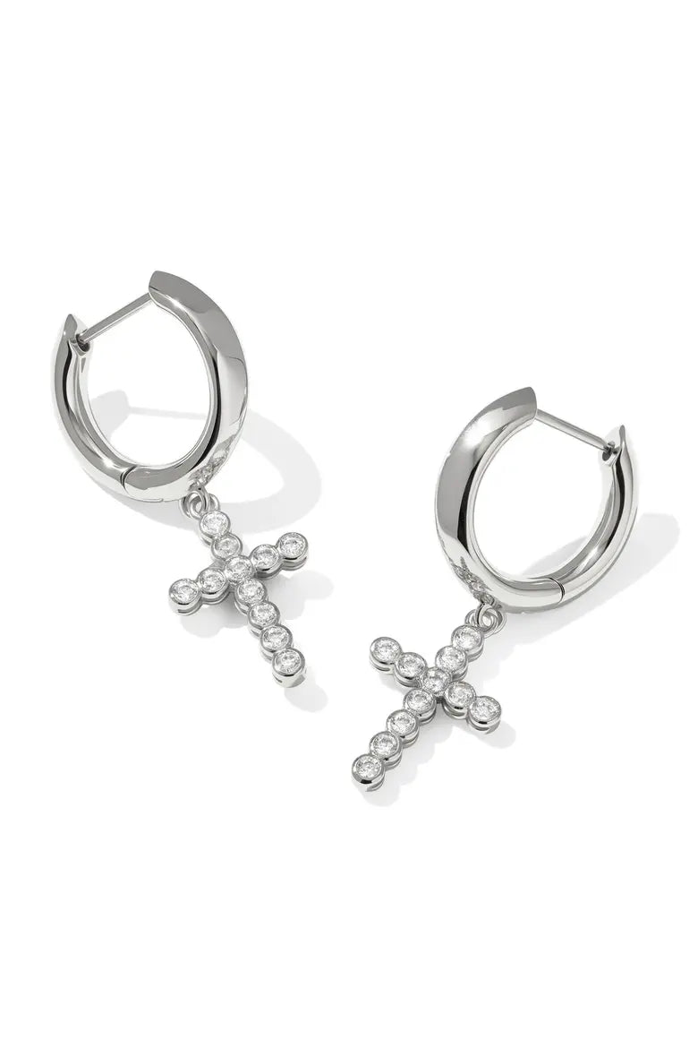 Kendra Scott Cross Crystal Huggie Earrings