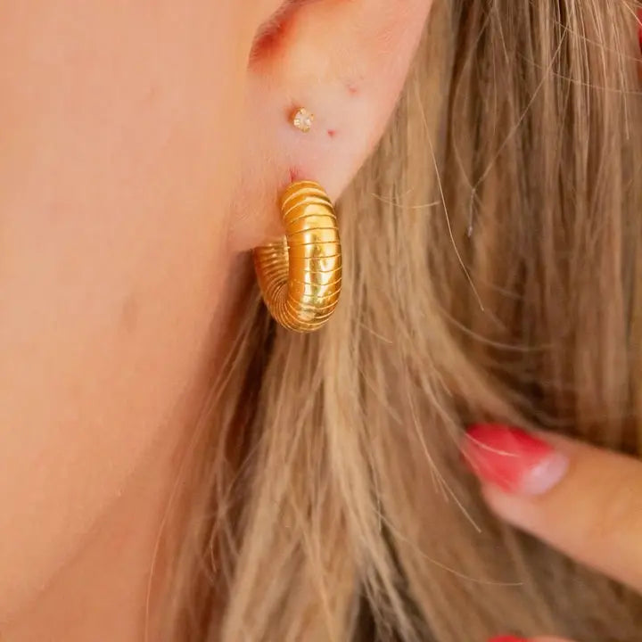 Gold Ridged Hoops