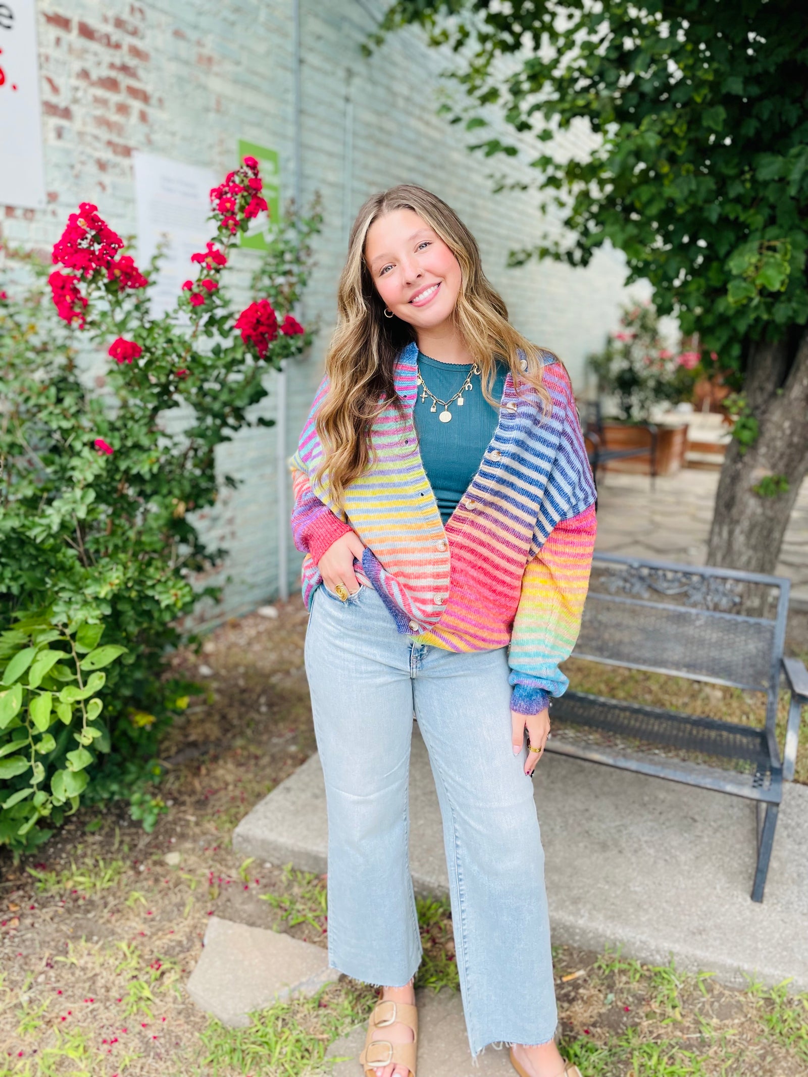 Bucketlist Space-Dye Striped Cardigan