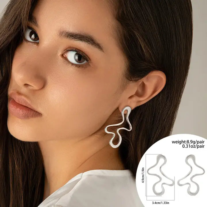 Silver Irregular Hoop Earring