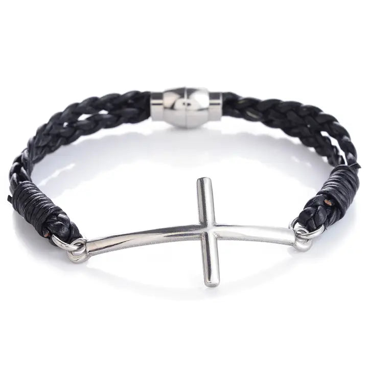 Mad Man Cross Leather Bracelet