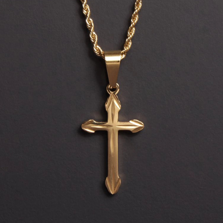 Mens Rope Chain Cross Necklace