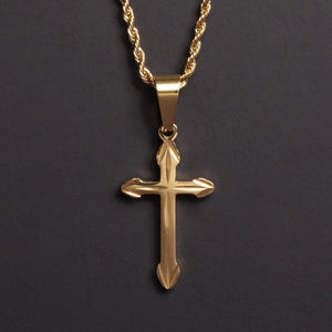 Mens Rope Chain Cross Necklace