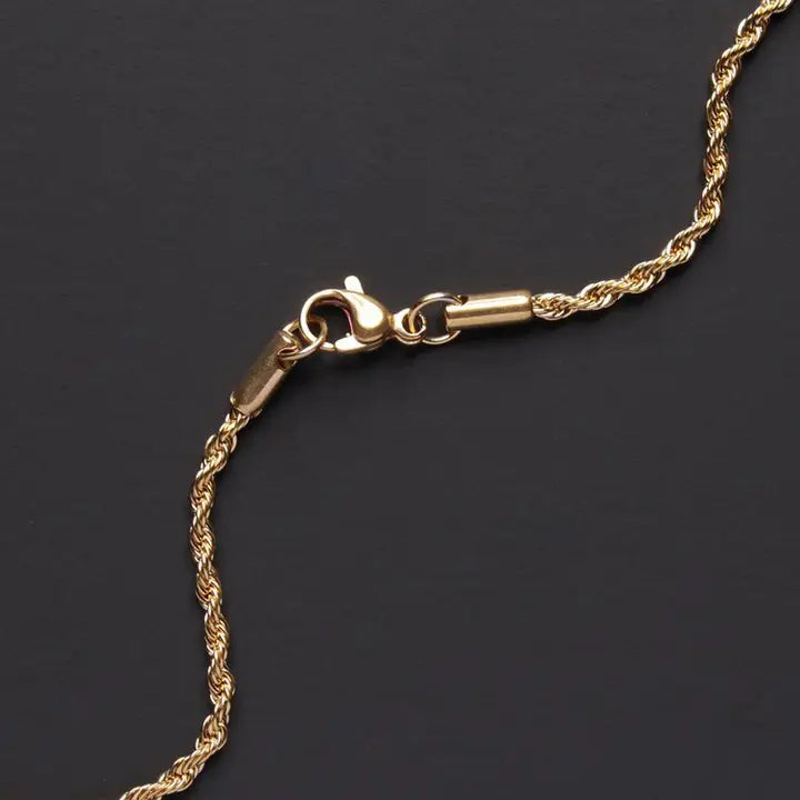 Gold Plated Cross Necklace For Men w/ Rope Chain