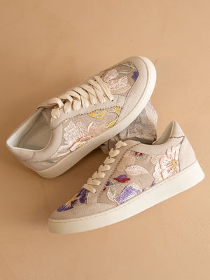 Light Grey Floral Applique Sneaker