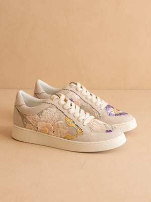 Light Grey Floral Applique Sneaker