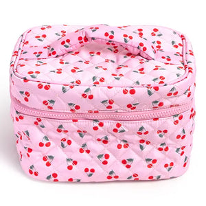 Cherry Quilted Makeup Bag
