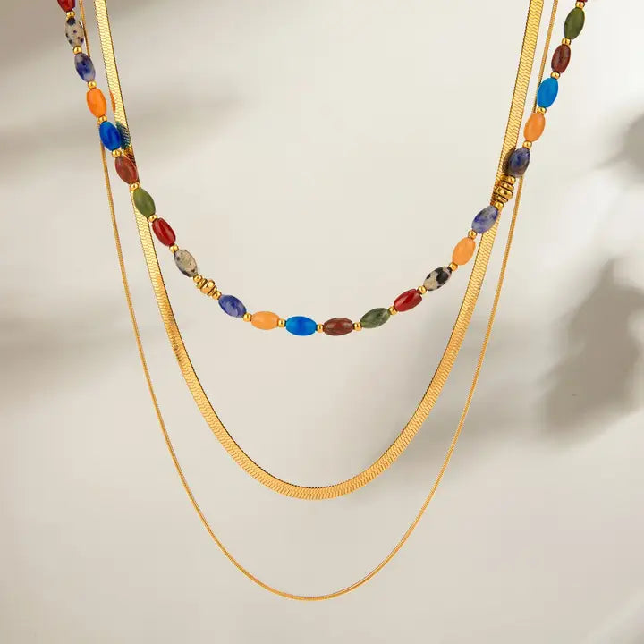 Natural Stone Layered Necklace