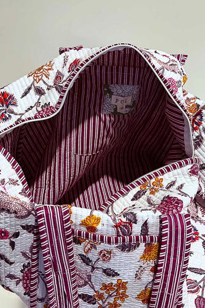 Pol Ivory Floral Quilted Tote Bag