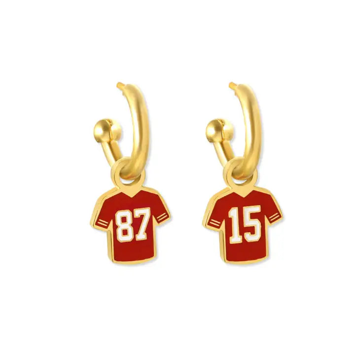 Kansas City Chiefs #87 & #15 Jersey Huggie Hoop Earrings