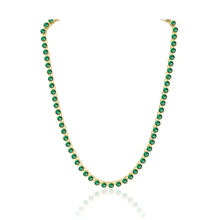 Sahira Bezel Tennis Necklace Emerald