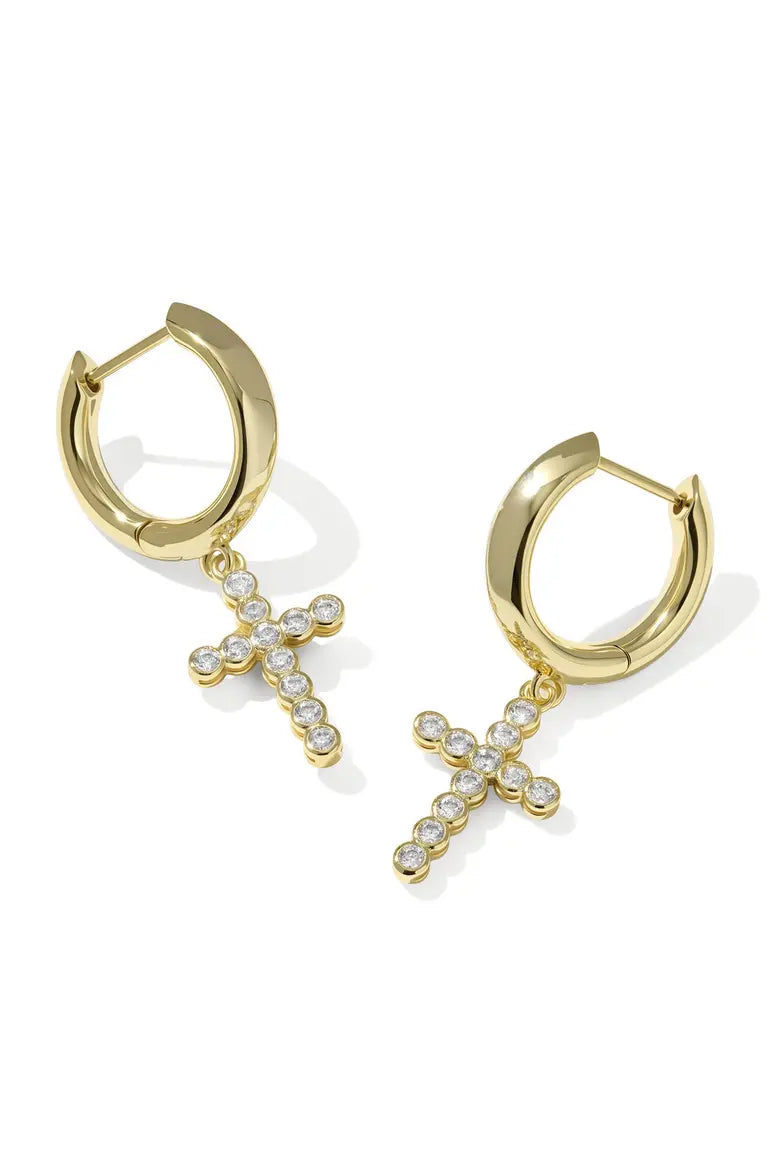 Kendra Scott Cross Crystal Huggie Earrings