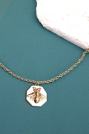 BUMBLE BEE OCTAGON CHARM NECKLACE