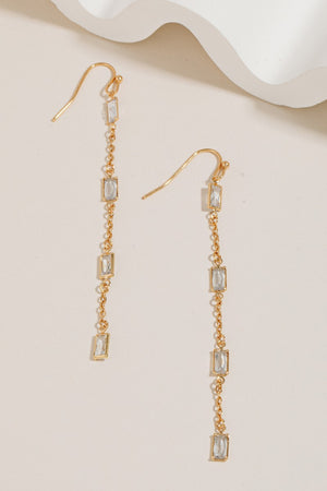 Rectangle Rhinestone Chain Dangle Earrings