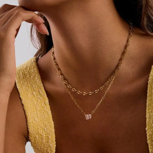 Layered Gold Crystal Necklace Set