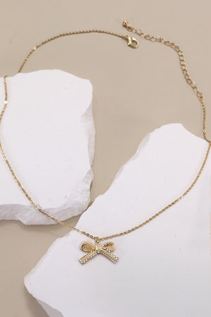 Lace Bow Charm Pendant Necklace