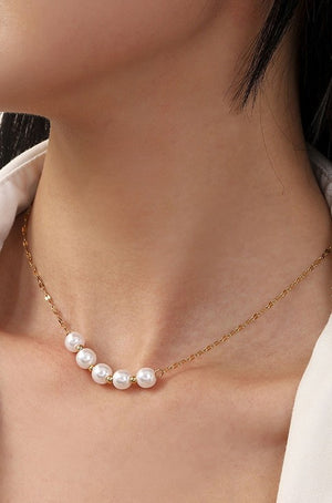 Dainty Non Tarnish Multi Pearl Necklace