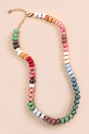 Natural Agate Glass Beaded Necklace