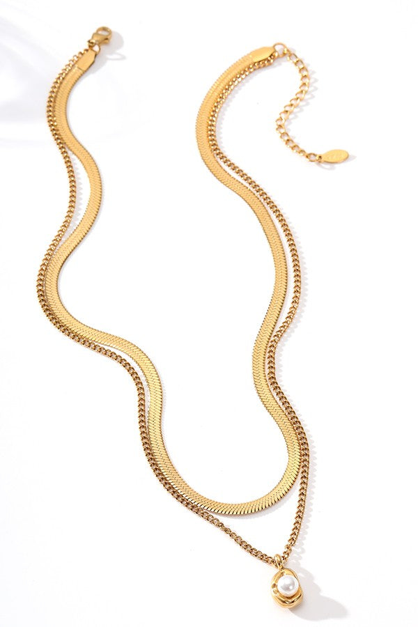 Layered Pearl Non Tarnish Necklace