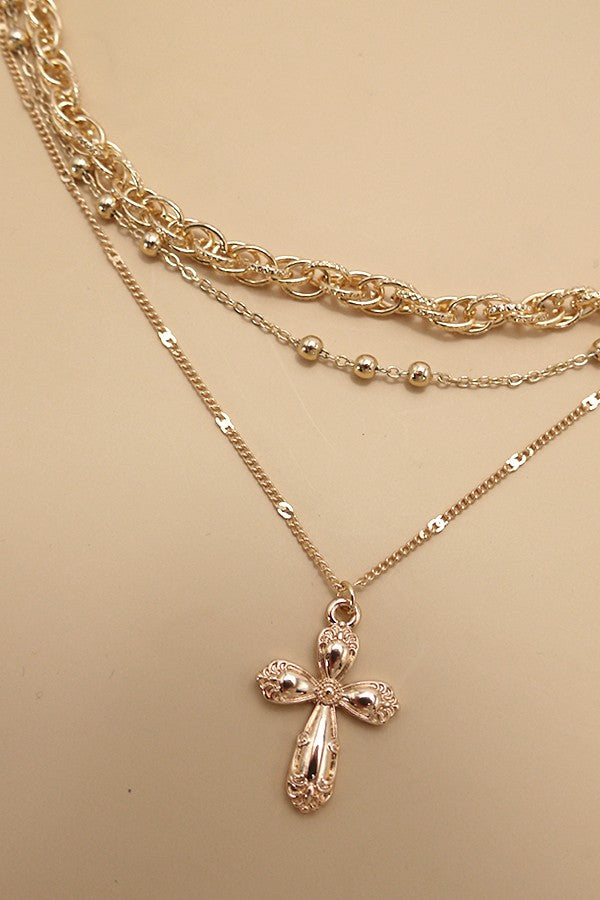 Multilayer Cross Pendant Necklace