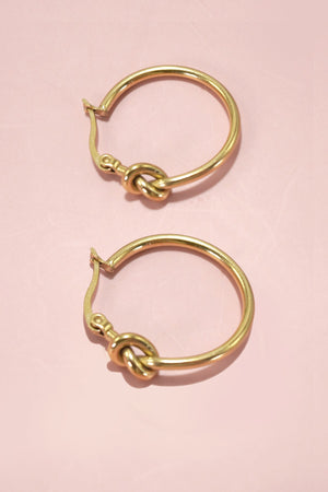 Gold Knotted Tarnish Free Hoops