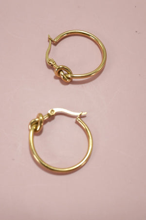 Gold Knotted Tarnish Free Hoops