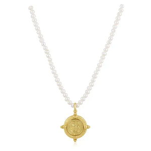 Sahira Gold Compass Pearl Necklace
