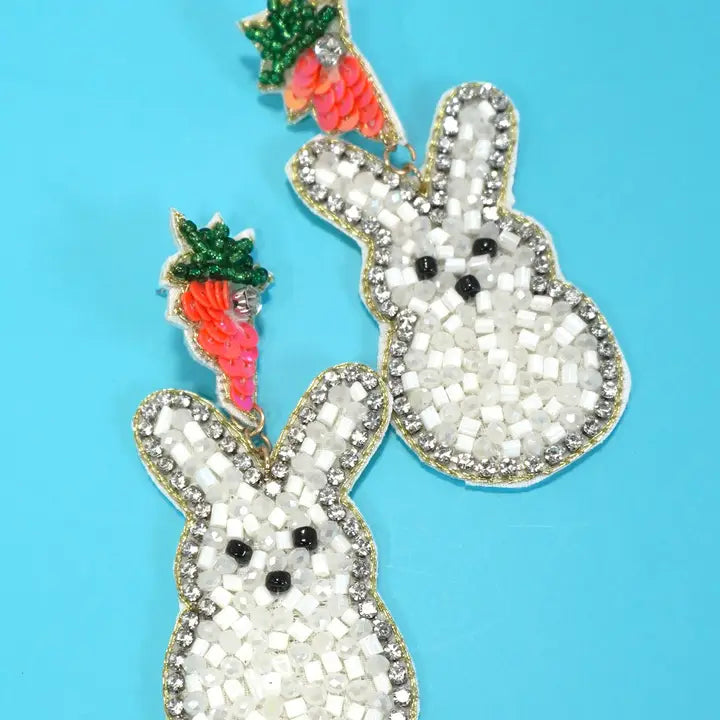 Easter Bunny Beaded Drop Earrings