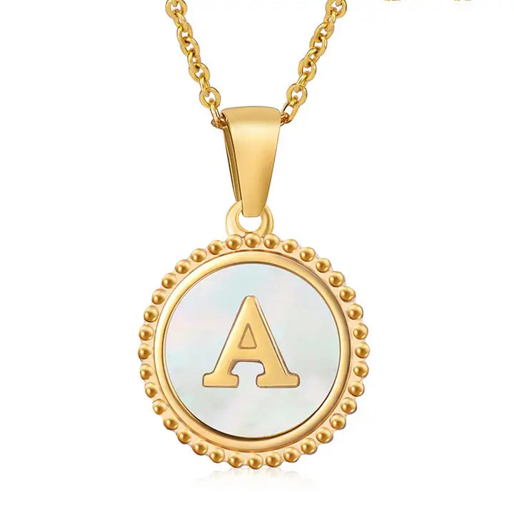18k Gold Stainless Steel Shell Initial Necklace