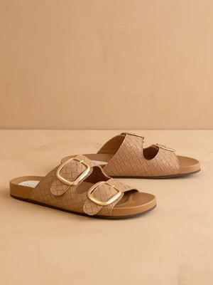 Oasis Society Desiree Almond Woven Buckle Sandal