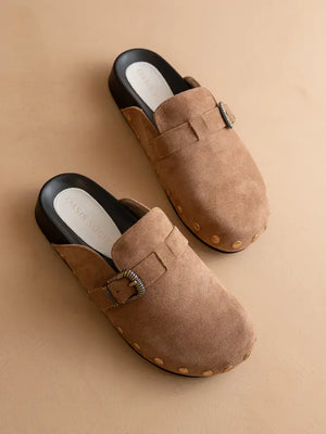 Oasis Society Toni Latte Studded Buckle Clog