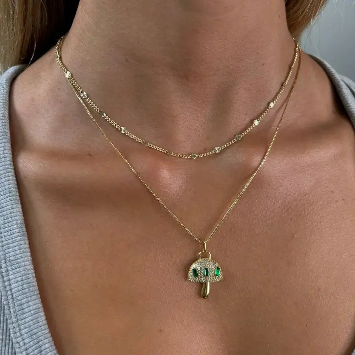 Sahira Alice Emerald Mushroom Pendant Necklace