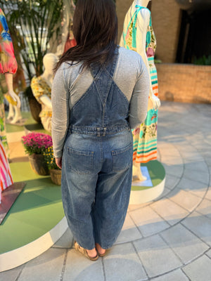 Oddi Vintage Wash Denim Barrel Overalls