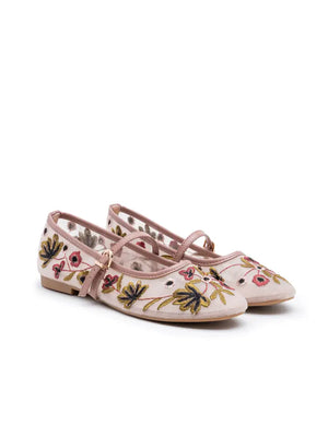 Floral Embroidery Ballet Flats