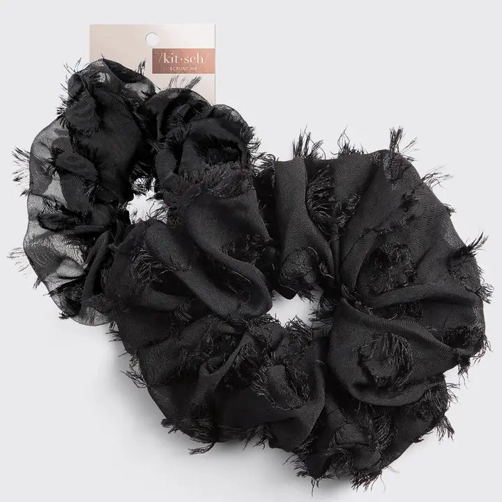 Kitsch Brunch Scrunchie - Frayed Black