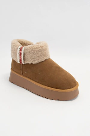 Camel Sherpa Top Platform Mini Boot