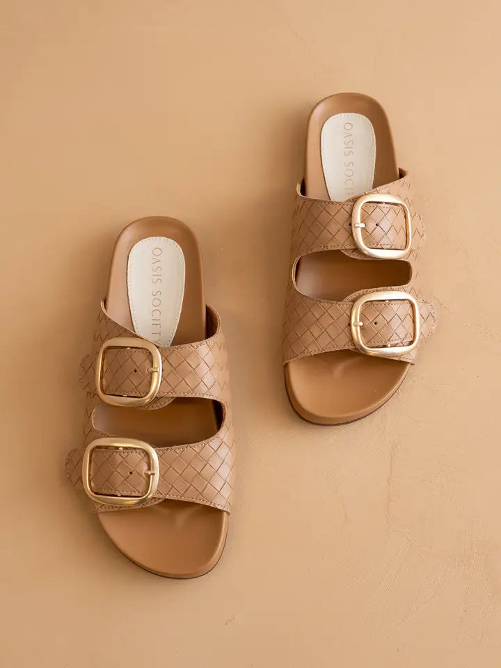 Oasis Society Desiree Almond Woven Buckle Sandal