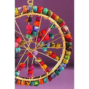 Multi Color Beaded Circle Pendant Necklace