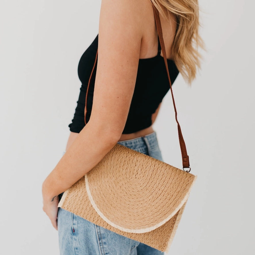 Turks & Caicos Rattan Crossbody Clutch