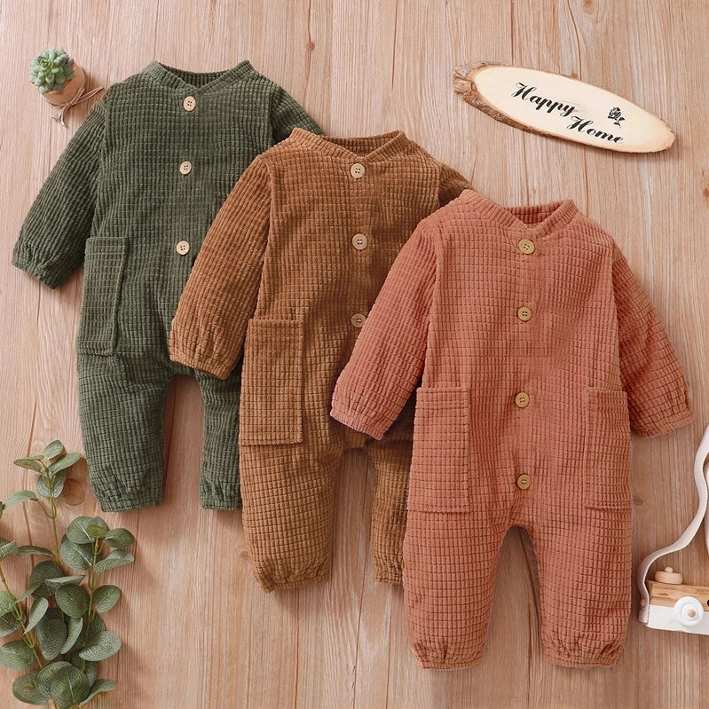 Baby Solid Textured Jumpsuit