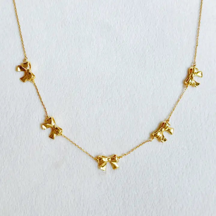 Gold 5 Bow Necklace