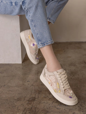 Light Grey Floral Applique Sneaker