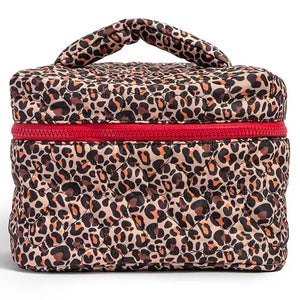 Cheetah Print Quilted Makeup Bag