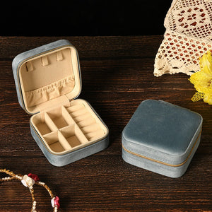 Blue Velvet Traveling Jewelry Case